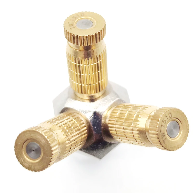 

10 - 24 UNC Connector Thread for Three Misting Nozzles Nickel Plated Brass 1 Pcs with Triple Holes Sprinklers