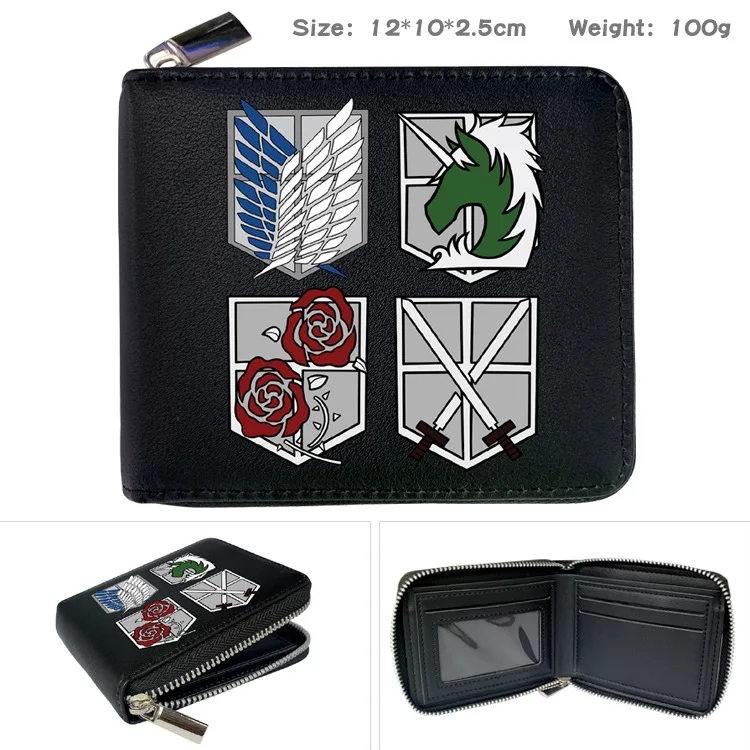 

Japan Anime Attack on Titan Wallet Cartoon Cute Zipper Pu Coin Purse Card Bag