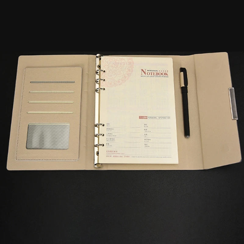 Синий кожаный чехол для ноутбука А5 наполняющий ноутбук 4 кармана визиток с