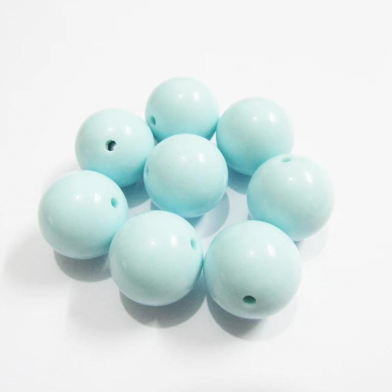 Newest ! 20mm 105pcs/lot New Mint Blue Chunky Gumball Bubblegum Acrylic Solid Beads For Kids Necklace Making | Украшения и