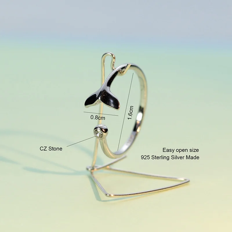 Женские кольца с хвостом русалки Trusta из 100% стерлингового серебра 925 пробы размер 5