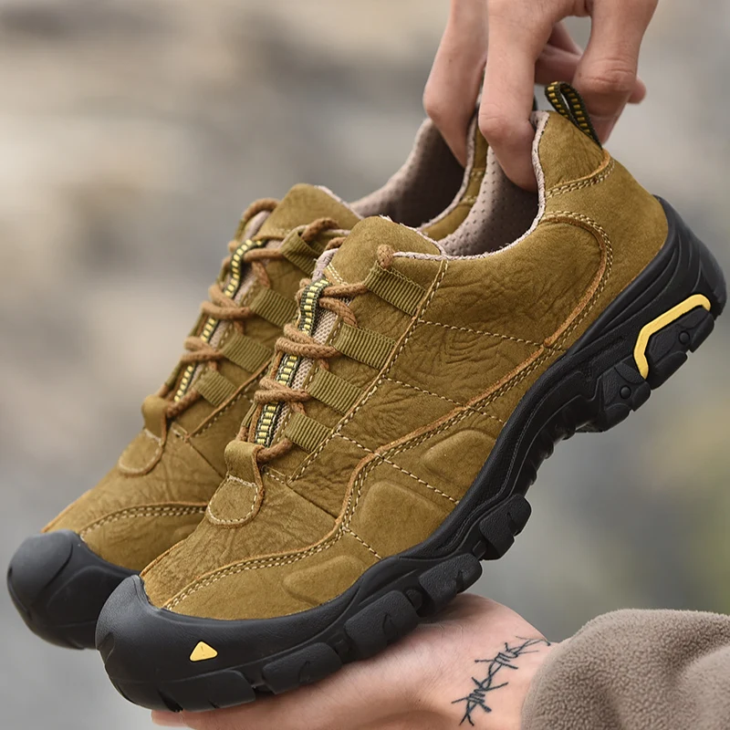 Мужская Уличная обувь горные треккинговые кроссовки мужские дышащие кожаные