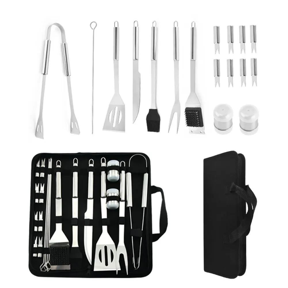 

20PCS BBQ Grill Tool Set Stainless Steel Barbecue Tool Kit with Storage Bag Home Garden Party Barbecue Tool Kits BBQ Supplies