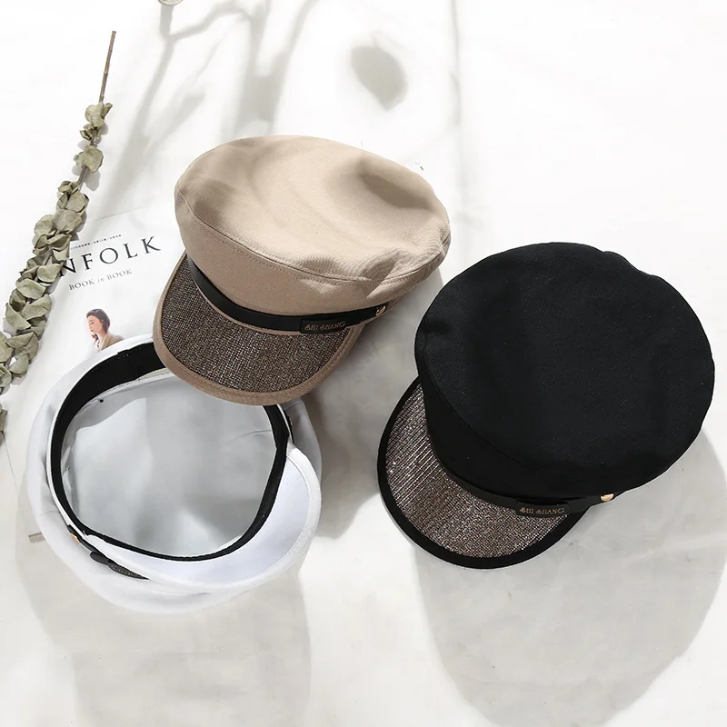 Модная блестящая военная шапка унисекс хлопковые осенние матросские шапки для