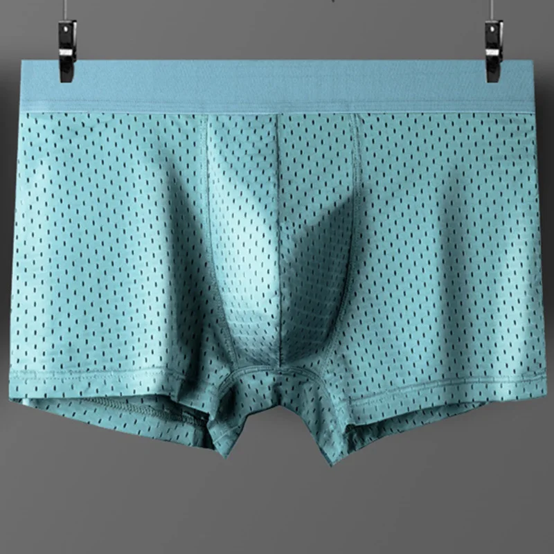 

2021 New Men's Underwear Ice Silk Underwear Fashion Boys Boxer Shorts Mesh Antibacterial Men's Boxer Shorts Solid Color