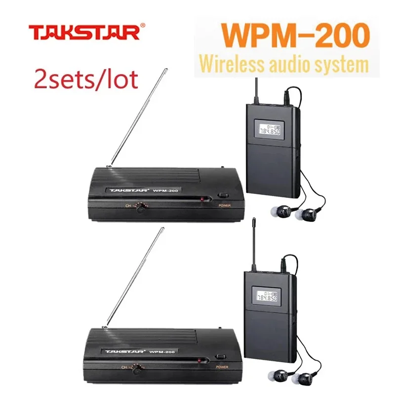 Беспроводная сценическая система контроля TAKSTAR 2 комплекта Φ/WPM200 UHF для студии