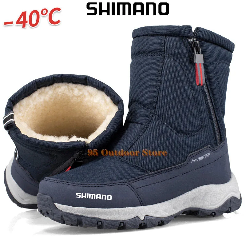 

Зимние высокие ботинки Shimano для рыбалки для мужчин, уличные дорожные зимние ботинки на молнии, нескользящая хлопковая обувь, Мужская бархат...