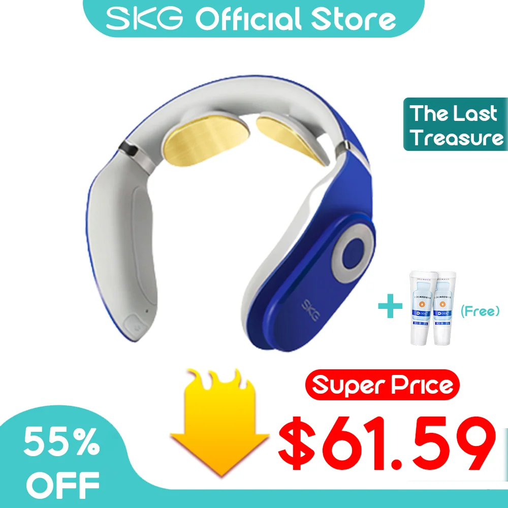 SKG 4353 Smart Neck Massager Remote Control Electric Pulse Cordless Pain Relief Health Care Relaxation for Home Office Travel