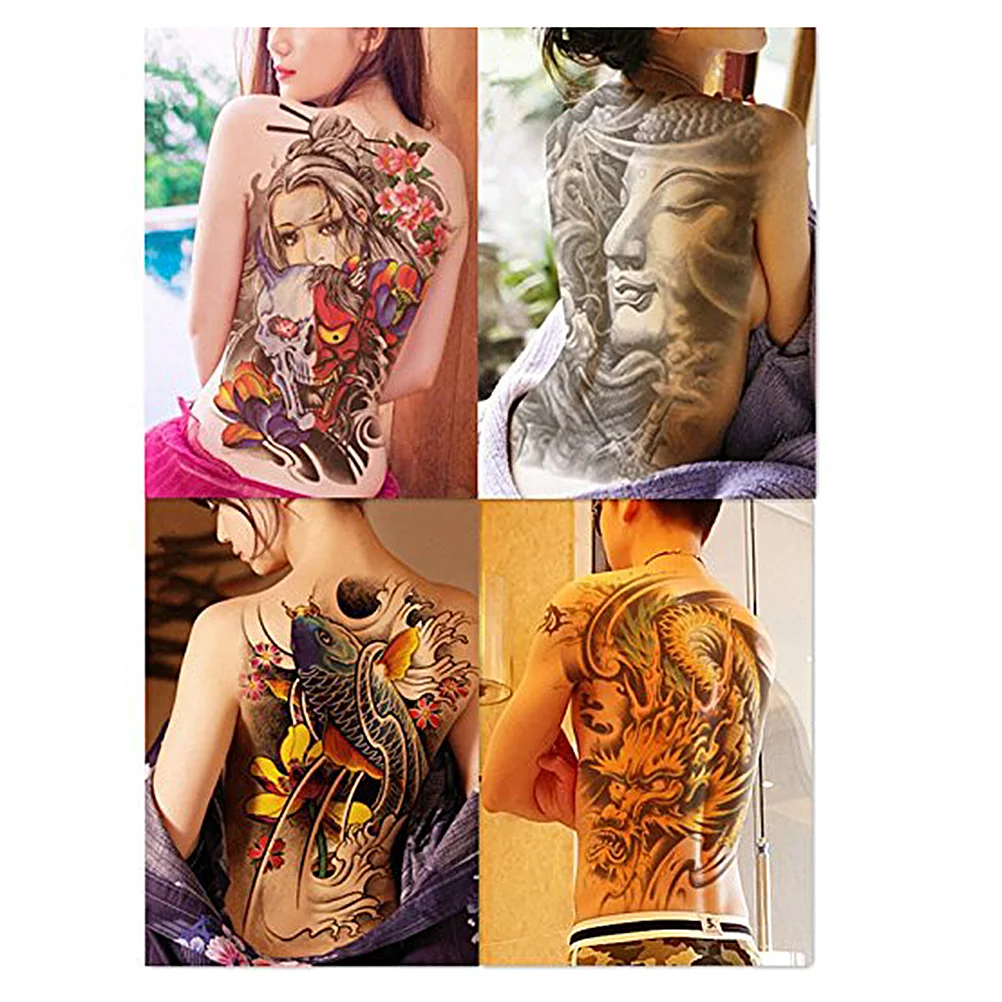 

4 Sheets Extra Large Back Sexy Temporary Tattoos Sticker for Men