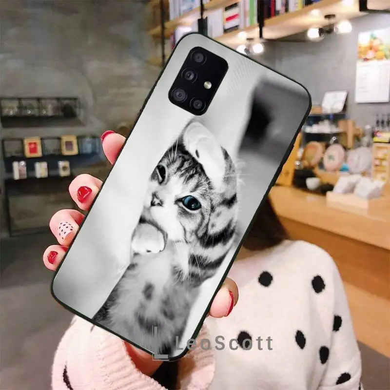 

Funny Kitten Cat Phone Case For Samsung A51 A52 A71 A50 A12 A21S S8 S9 S10 S20 S21 Plus Fe Ultra