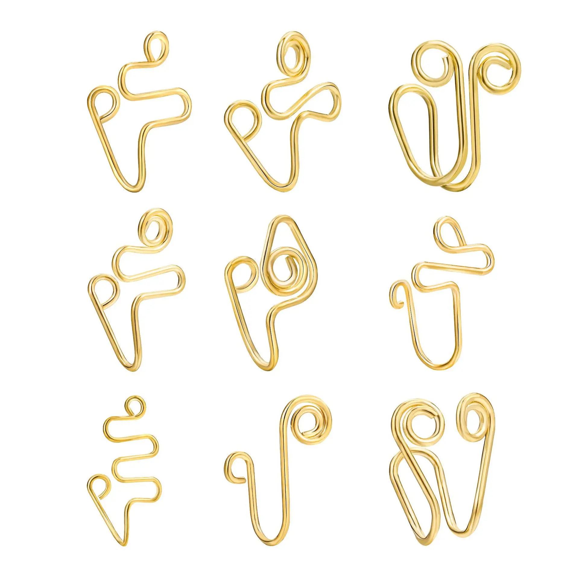 

1PCS Copper Wire Spiral Fake Nose Ring Cuff Non Piercing Nose Ring Clip On Fake Ear Cuff Earrings Women Jewelry