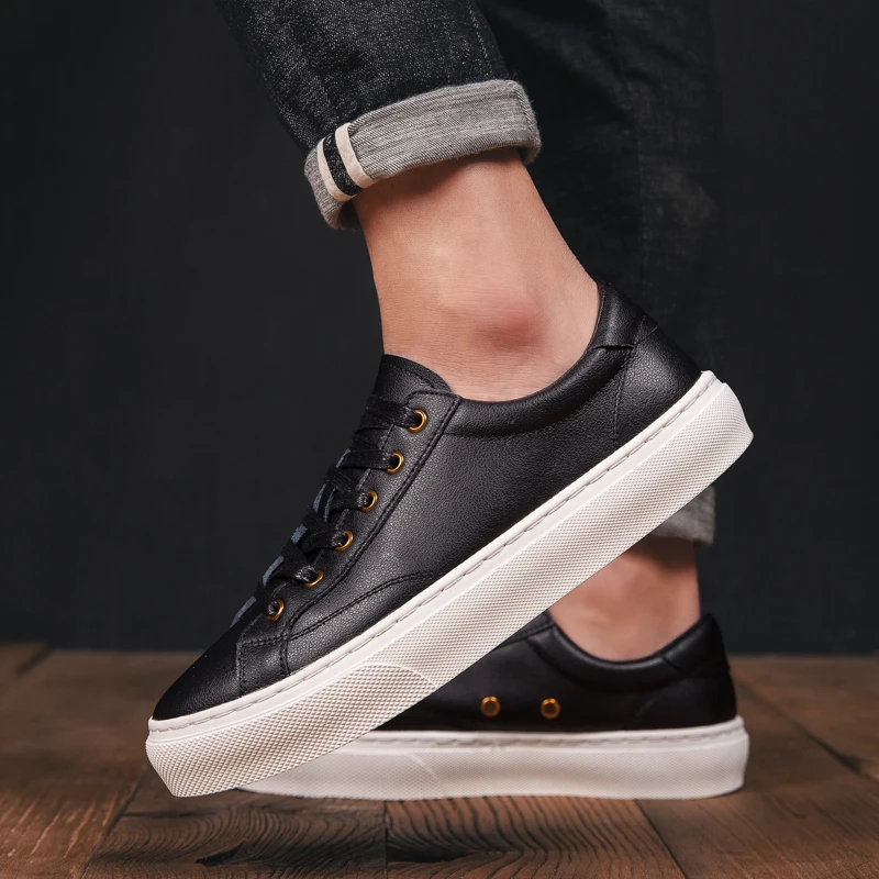 Мужская повседневная обувь Роскошные кроссовки из натуральной коровьей кожи