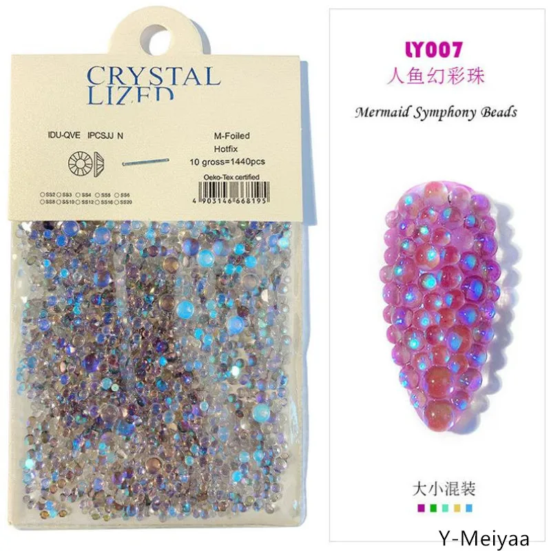 1440 шт. цветные жемчужные Плоские глазурованные Стразы голографическое искусство