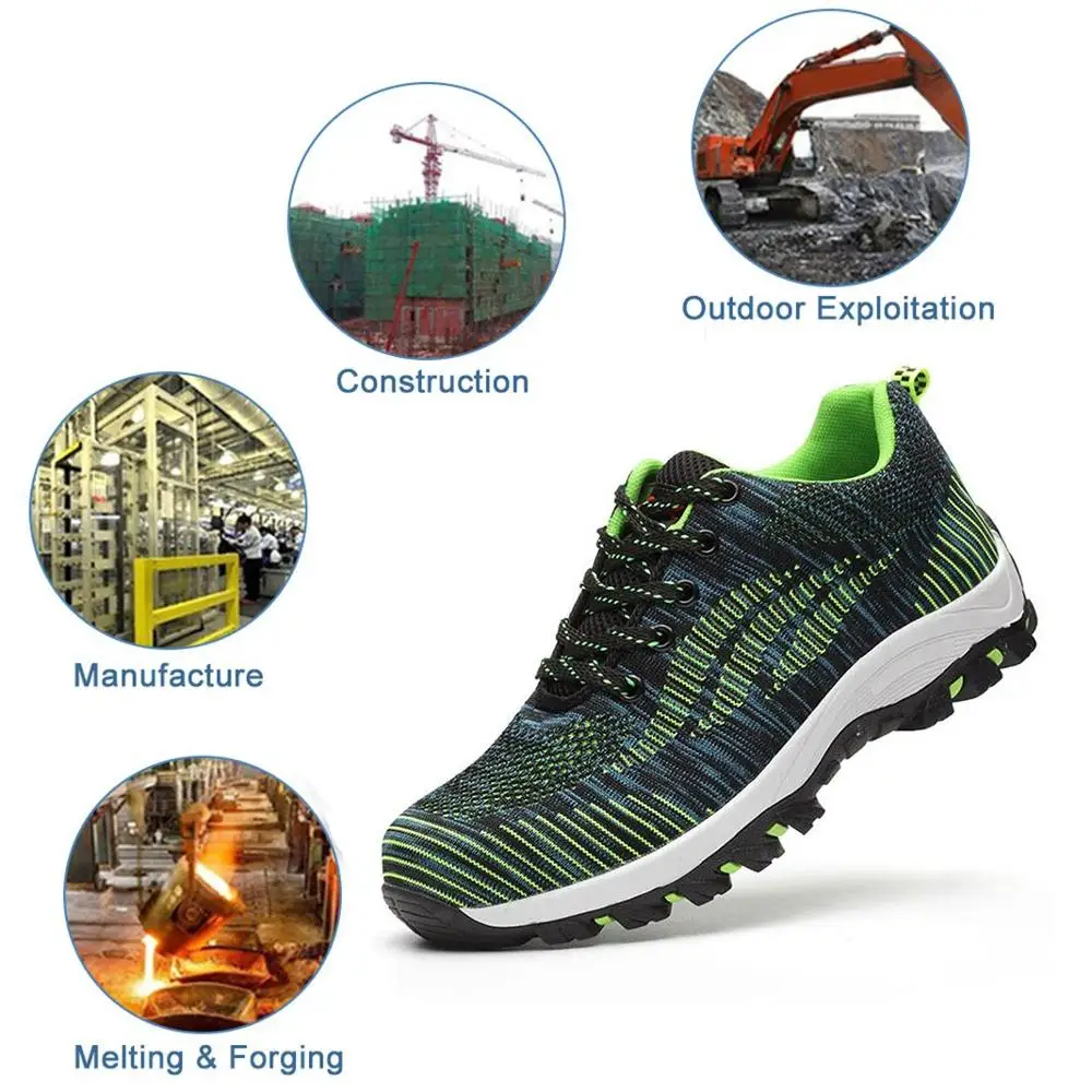 Мужские рабочие кроссовки SUADEEX дышащие со стальным носком и защитой от проколов