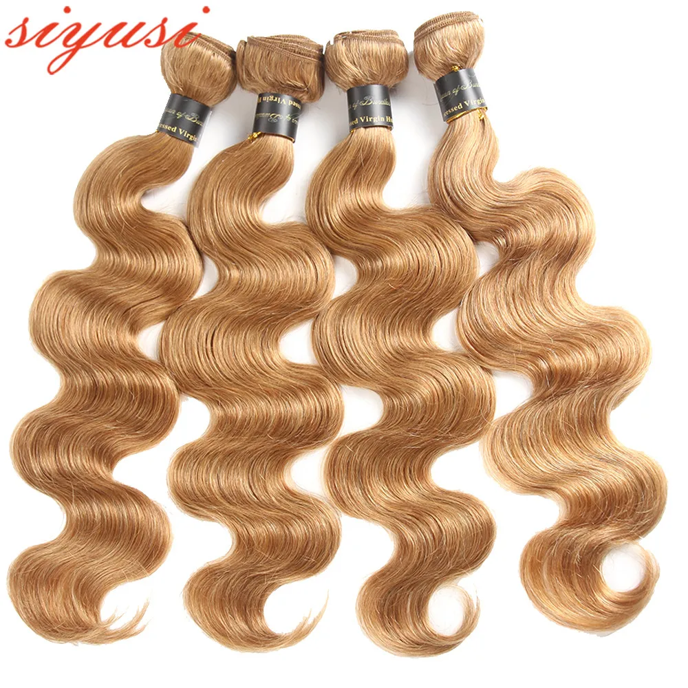 Honey Blonde 27 99J 30 Colored Hair Brazilian Body Wave Natural Remy Hair Bundles 10 To 24 Inches Sold By 3/4 Hair Extension