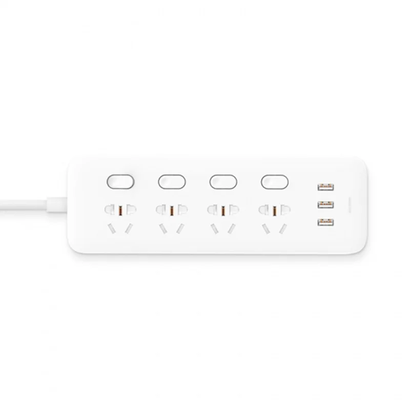 Оригинальный сетевой блок Xiaomi 4 розетки отдельных выключателя 3 USB 5 В 2.1A