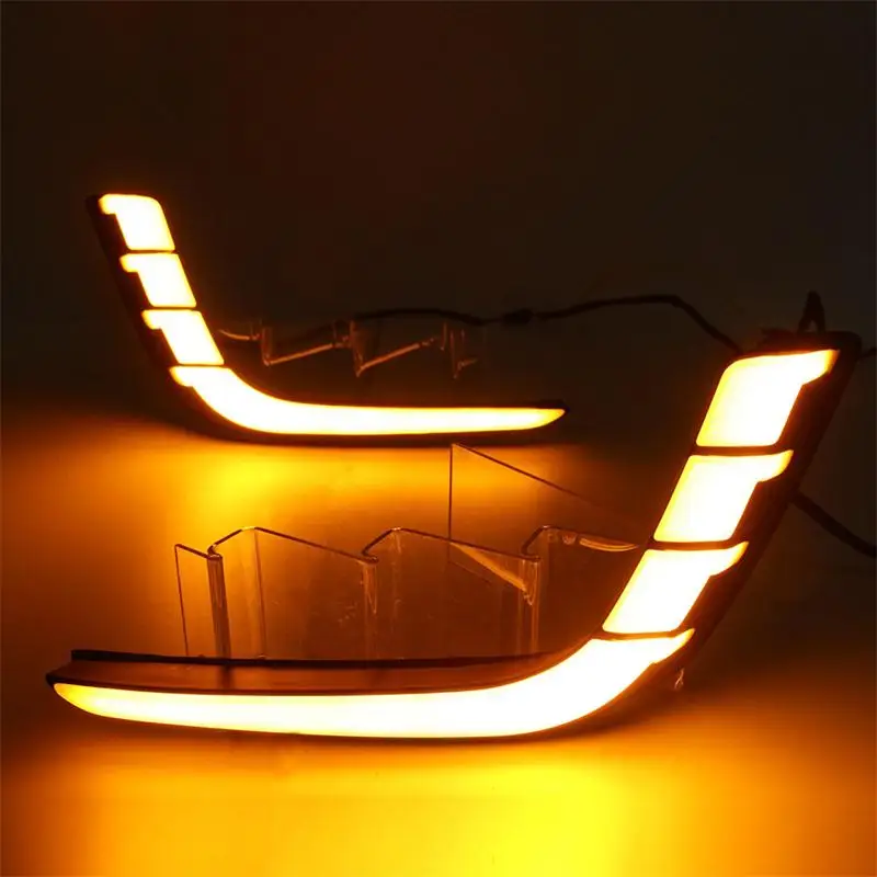 Car Flashing LED DRL Daytime Running Lights with Yellow Turning Signal fog lamp cover fit For Suzuki Swift 2013 2014 2015 2016 | Автомобили