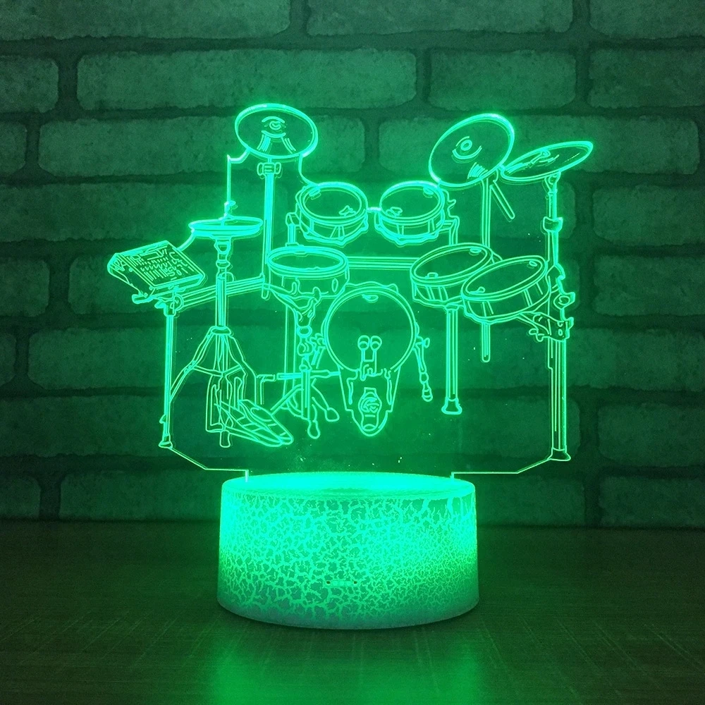Набор с барабаном ночники 3D иллюзией 7 цветов дистанционным сенсорным