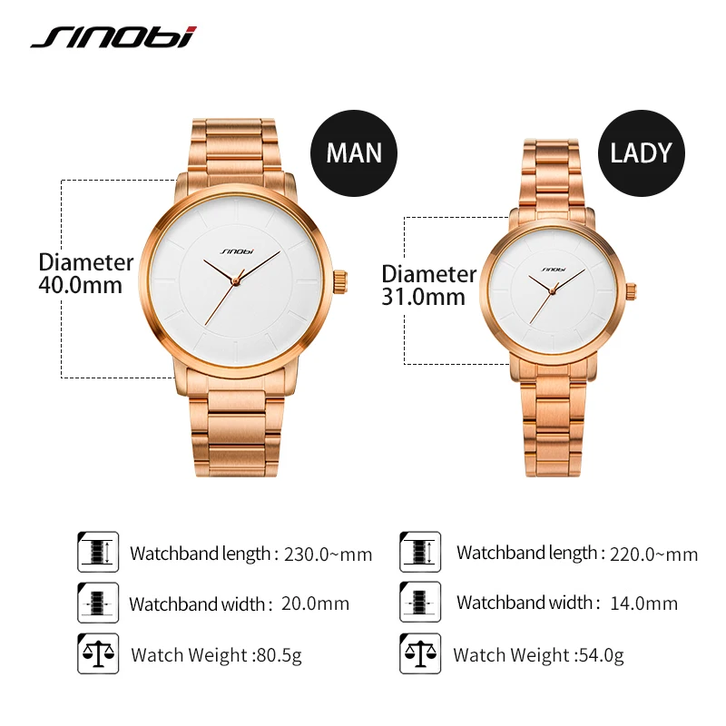 Golden Women Fashion Watches Sinobi Original Design Woman's Quartz WristWatch Couple Clock Steel Geneva Relogio 2020 Gift Watch |