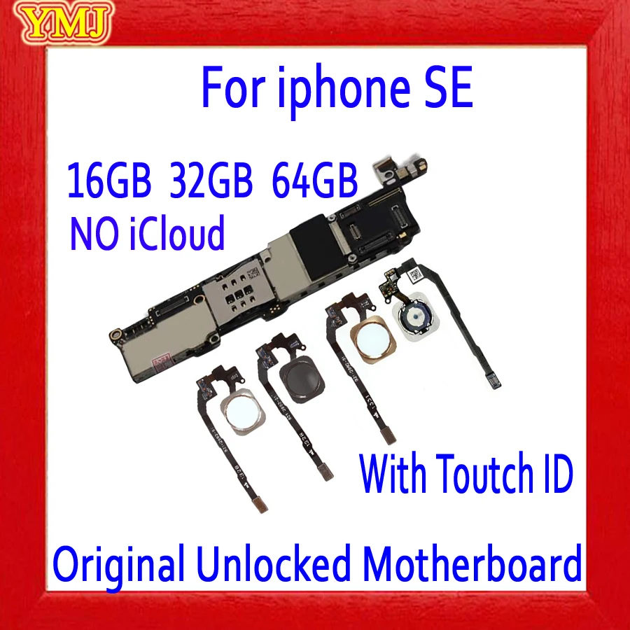 100% Full unlocked for iphone SE Motherboard With Touch ID/Without Touch ID,Original for iphone SE Logic boards 16GB /32GB /64GB