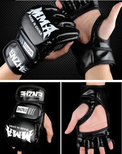 Перчатки MMA на полпальца для мужчин ПУ кикси бокса карате Муай Тай гуанесе