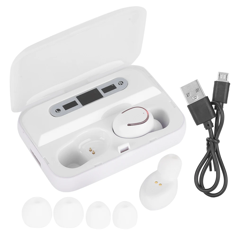 

Digital Display Wireless 5.0 Binaural Bluetooth Headset Stereophonic Earphone whitewith breath