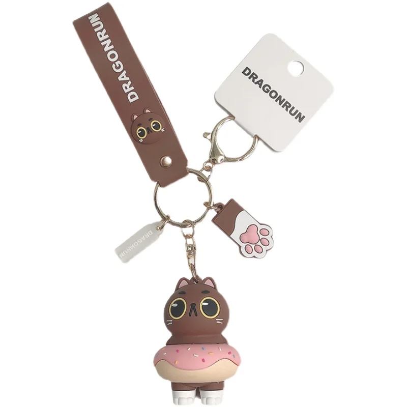 

donut cat keychain female cute car key exquisite pendant bag pendant cartoon doll key chain anime keychain