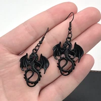 gothic black dragon earrings black gothic personalized earrings gift witch ladies exquisite earrings