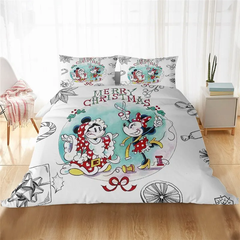

Disney Snow White Mickey Minnie Patterned Pillowcase with Eiderdown Cover for Girls Bedroom Decor with Cartoon Home Fabric