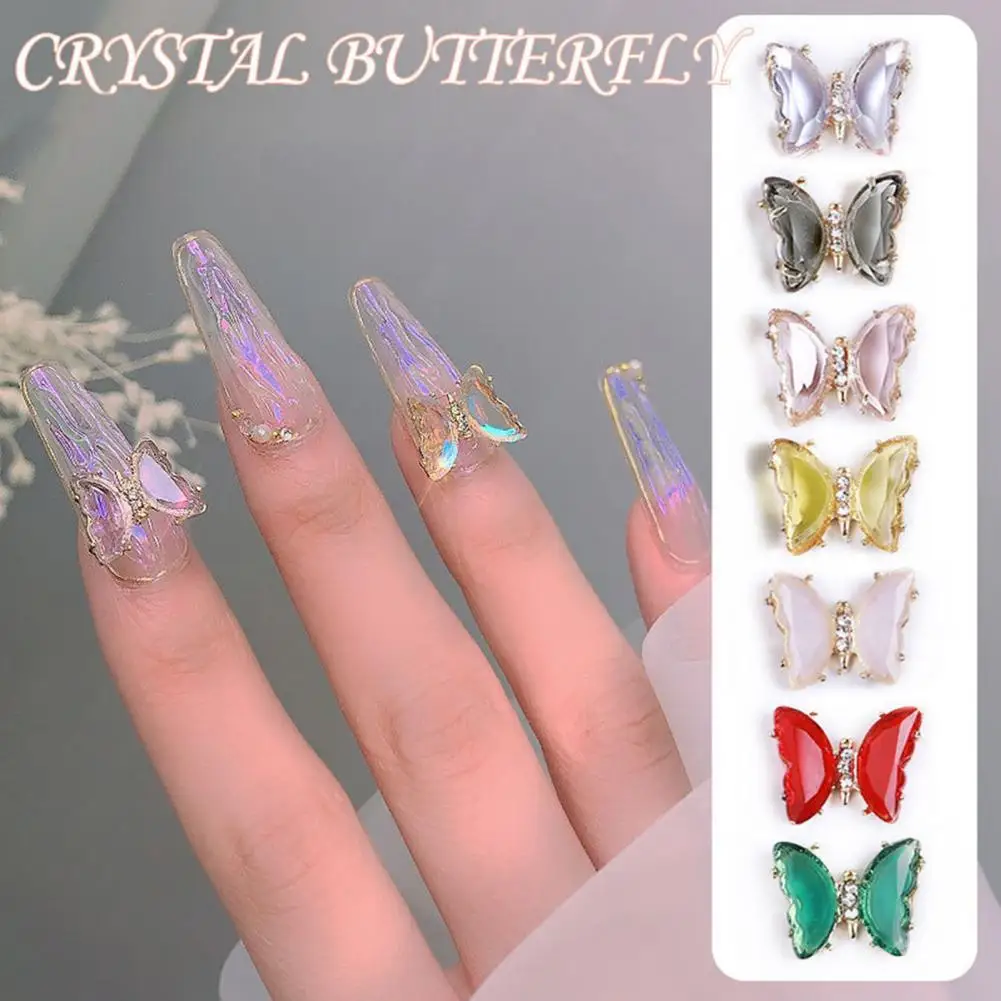 

5Pcs/Set Nail Butterfly Ornament Ice Penetration 3D Colorful Shiny Manicure Crystal Butterfly for Beauty