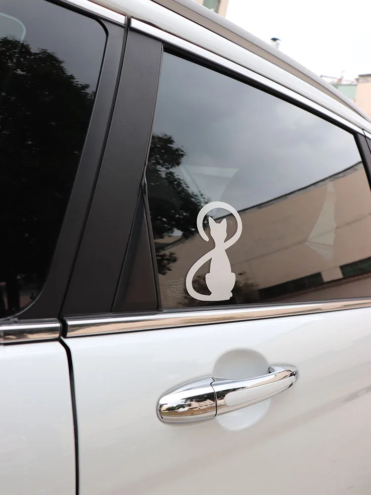 

ZTTZDY 12.5x14.7CM Creative Car Sticker Standing tail cat Vinyl Decal Black/Silver ZJ4-0040