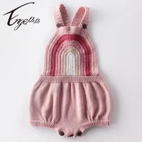 engepapa toddler baby girl knitting romper rainbow strap knitting sleeveless jumpsuit spring autumn baby girls clothes