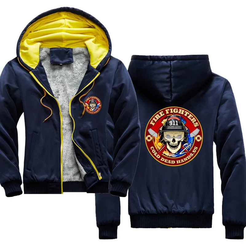 Толстовка мужская с принтом Fireman утепленная хлопковая худи повседневная куртка в