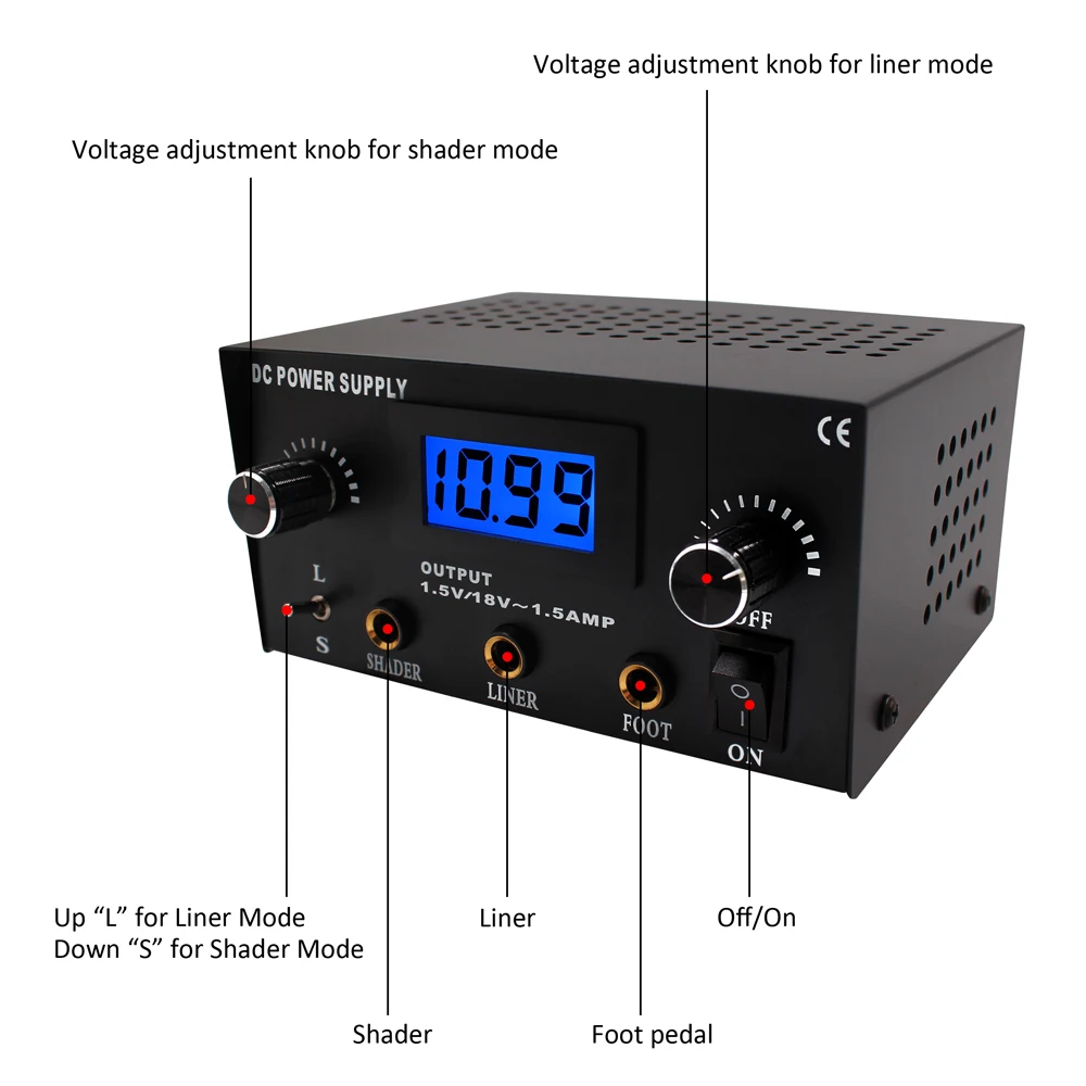 Блок питания для тату-Машинки с ЖК-дисплеем цифровой двойной прибор тату-машинки