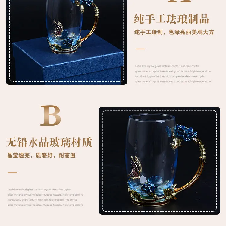 Household enamel cup high temperature enamel color glass cup glass tea set