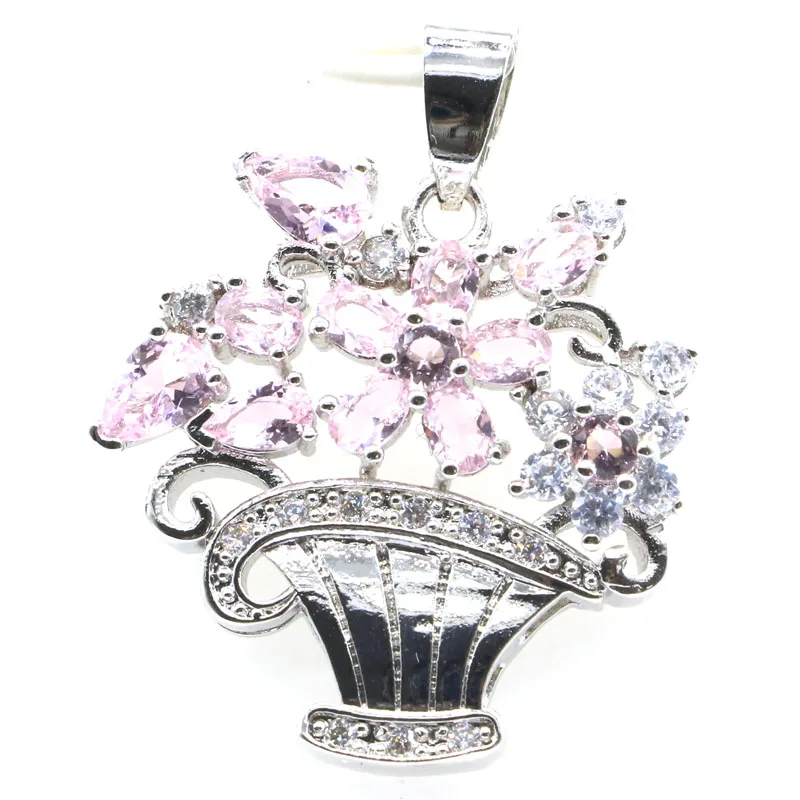 30x27mm элегантная форма в виде цветка Серебряный кулон для женщин создан розовый