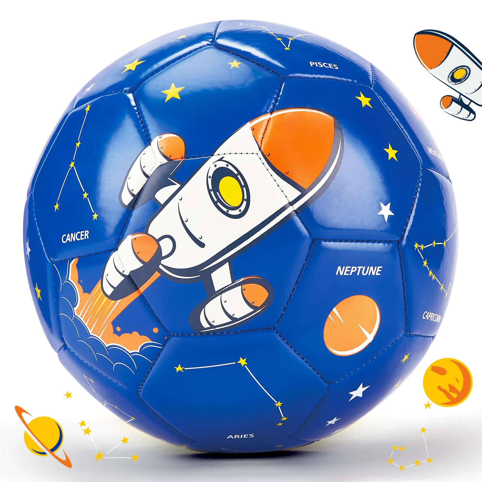 

Hahaland Soccer Ball Size 4 for Kids with Pump Mesh Bag Toys for 8-12 Year Old Boys Girls Outdoor Sports Blue Rocket Football