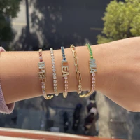 2021 new personalized custom letters tennis chain bracelet colorful zircon name bracelet women exquisite gift