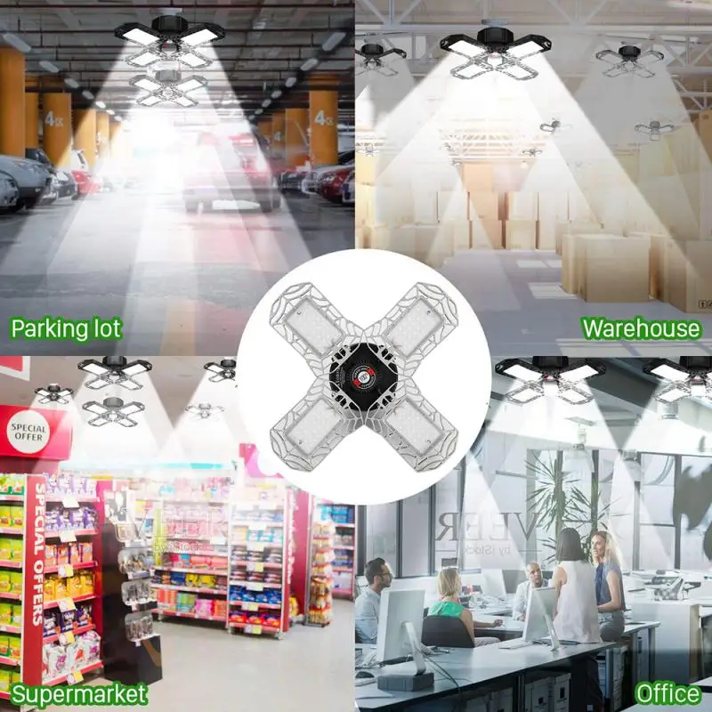 

LED garage light household warehouse foldable deformable light P-12 96LED 120W E26 360 degree deformable ceiling light
