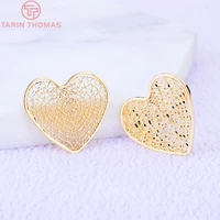 15114pcs 14x14 5mm 20x21mm 24k gold color plated brass heart charms pendants high quality diy jewelry making findings