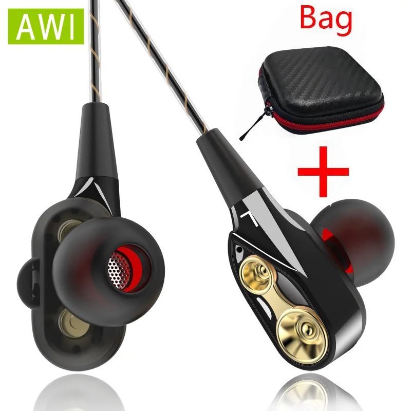 Наушники AWI с двойным приводом и регулятором громкости игровые гарнитуры