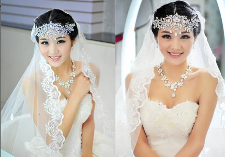 Свадебные украшения для волос, свадебные аксессуары для волос с кристаллами, оголовье на голову с каплевидной цепочкой, свадебная тиара