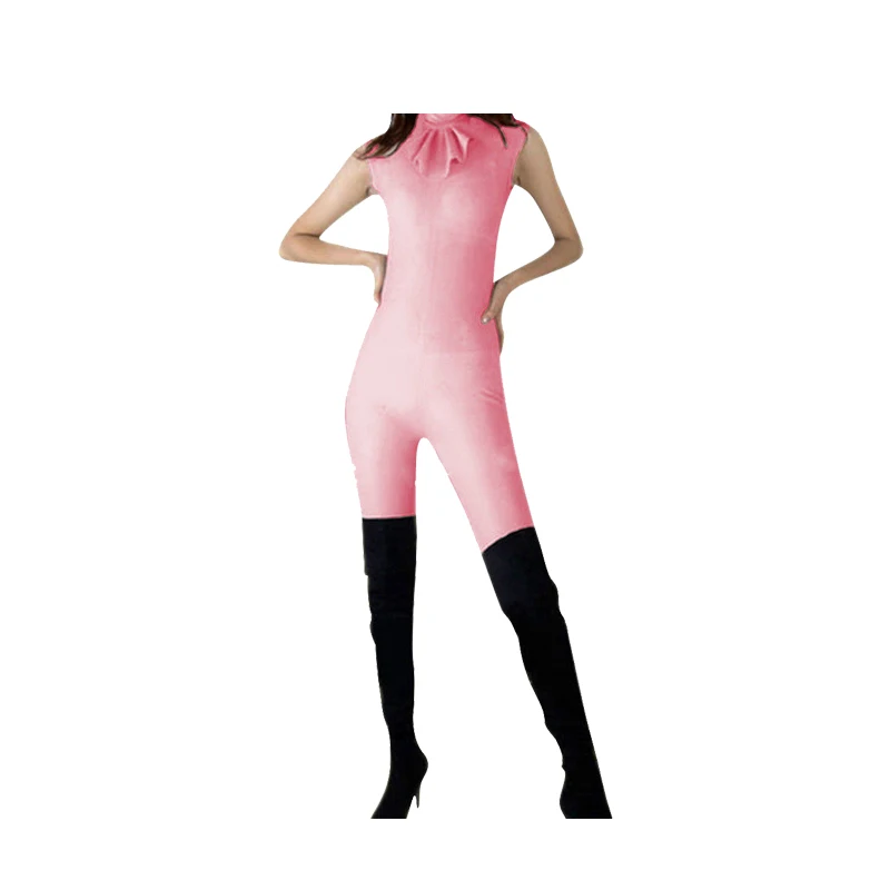 Латексный костюм кошки резиновый розовый милый боди на молнии размер XXS-XXL |