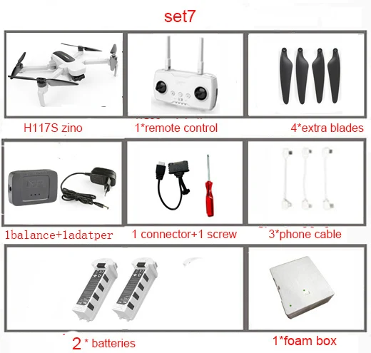 Set7 Hubsan H117S Zino gps 5,8 Г 1 км Складная рукоятка с видом от первого лица в формате 4K UHD, Камера 3-осевому гидростабилизатору RC Дрон Квадрокоптер RTF - Цвет: Set7