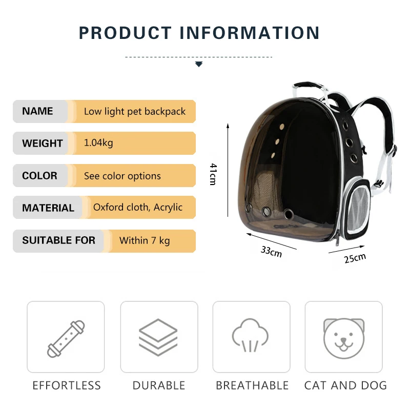 

Portable Dog Cat Carrier Bag Breathable Outdoor Travel Pet Backpack Transparent Space Pet Backpack Bags For Dog Pet Supplies