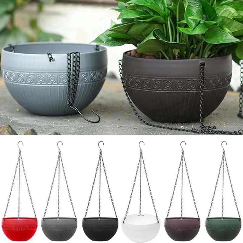 Imitation Rattan Hanging Basket  Flower Pot Chain  Basin  Economic Hydroponic Plants Plant Grow Basin Home Garden Decoration