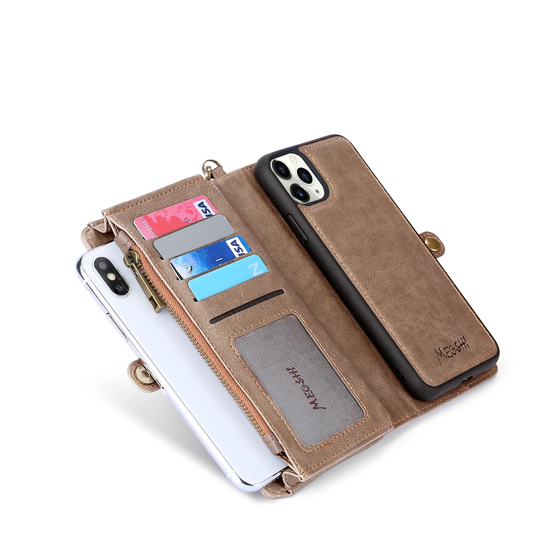 

Flip case Frosted Leather Cover For iPhone 12 11 Pro XS MAX XR X 6 6s 7 8 Plus Card Slots Zipper Wallet Coque Luxury Phone case