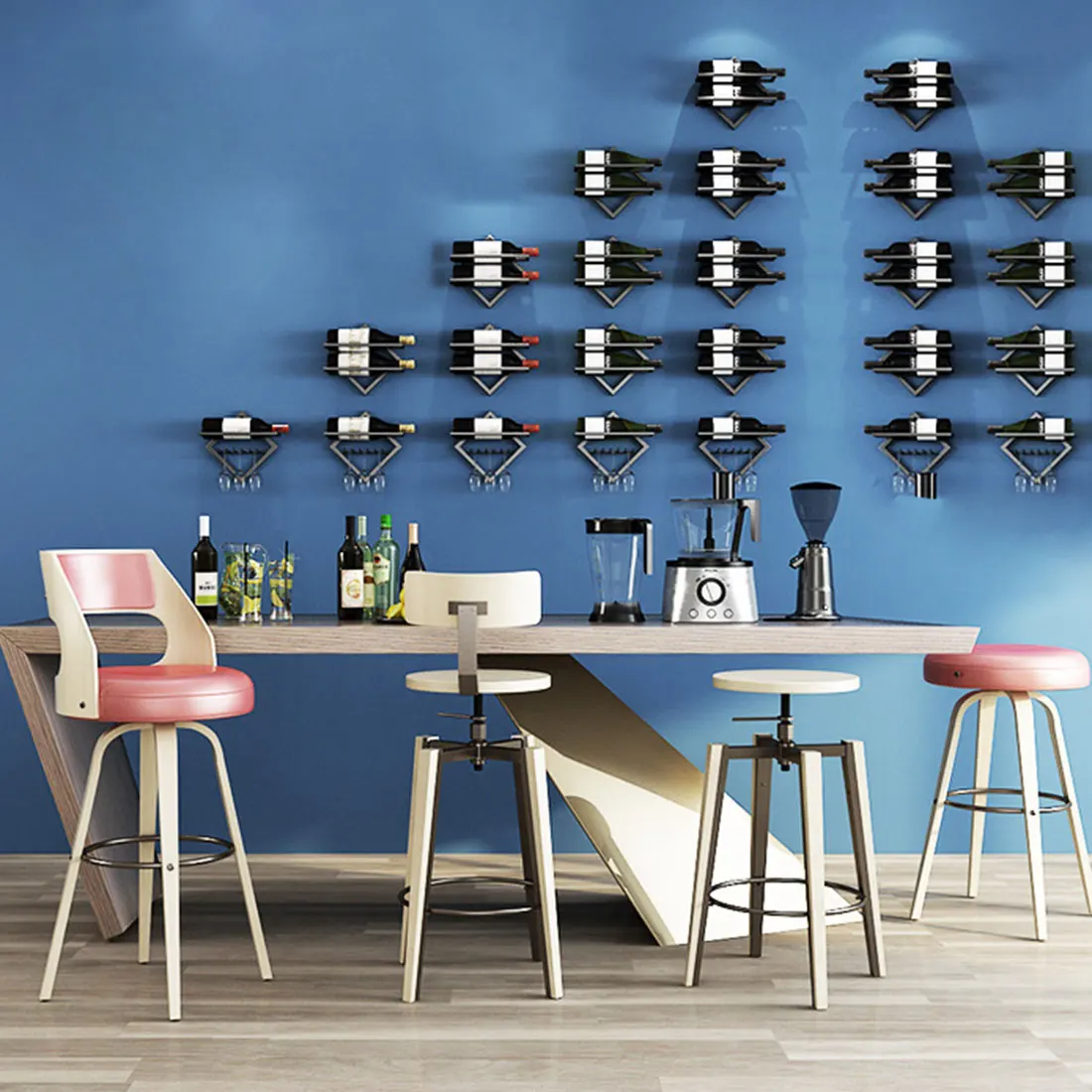 

Creative Wall Mounted Red Wine Holder Wine Bottle Storage Rack - Black