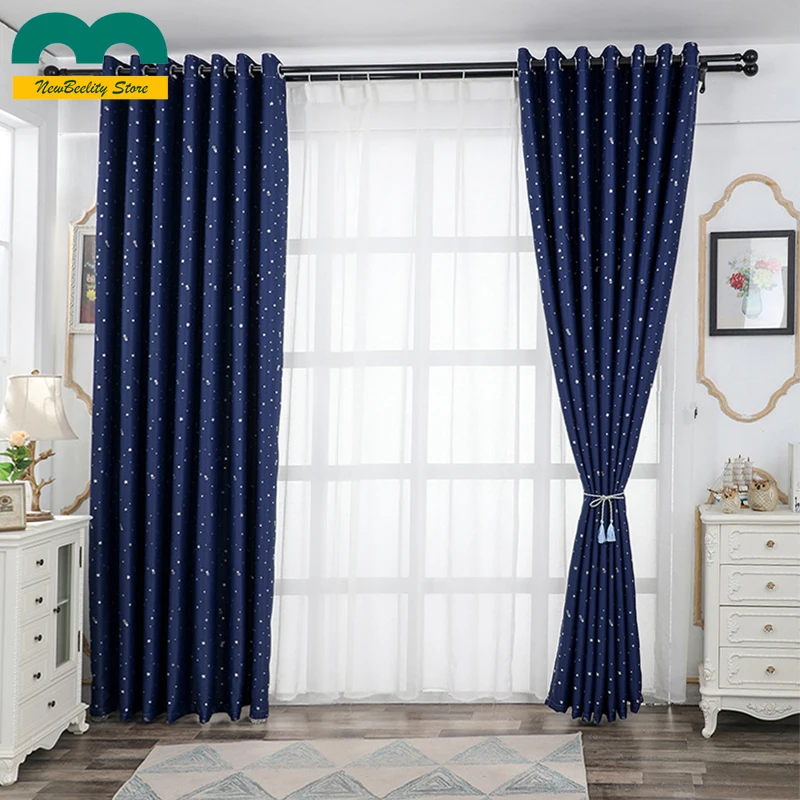 

Rural Style Curtains for Living Dining Room Bedroom Stars Craft Blackout Curtain Fabrics