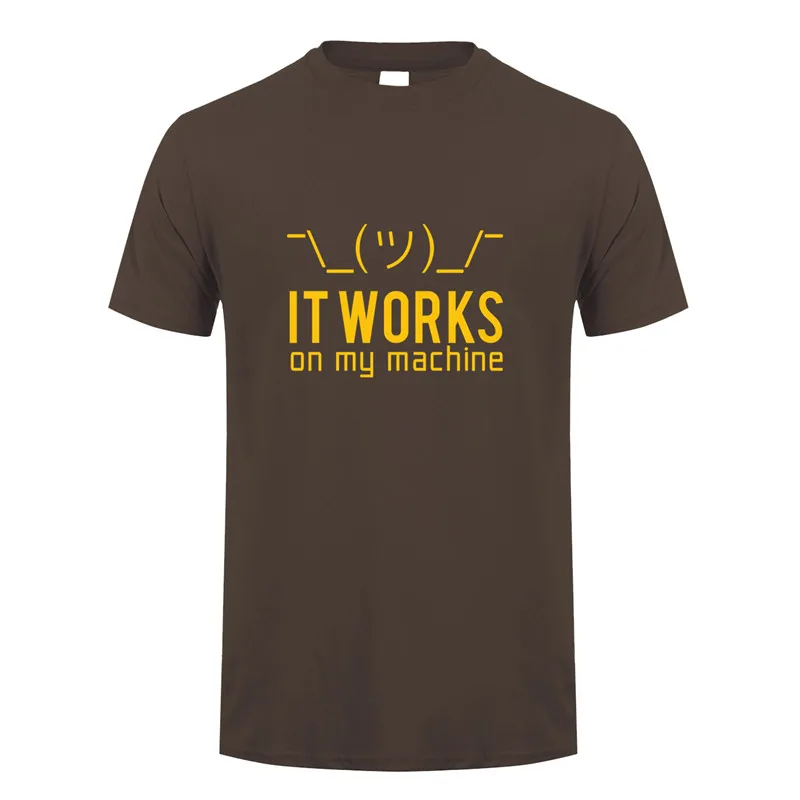 Летние мужские футболки, Забавные футболки с надписью «Geek It works on my machine», мужские хлопковые футболки с коротким рукавом и компьютерным программатором, OZ-148